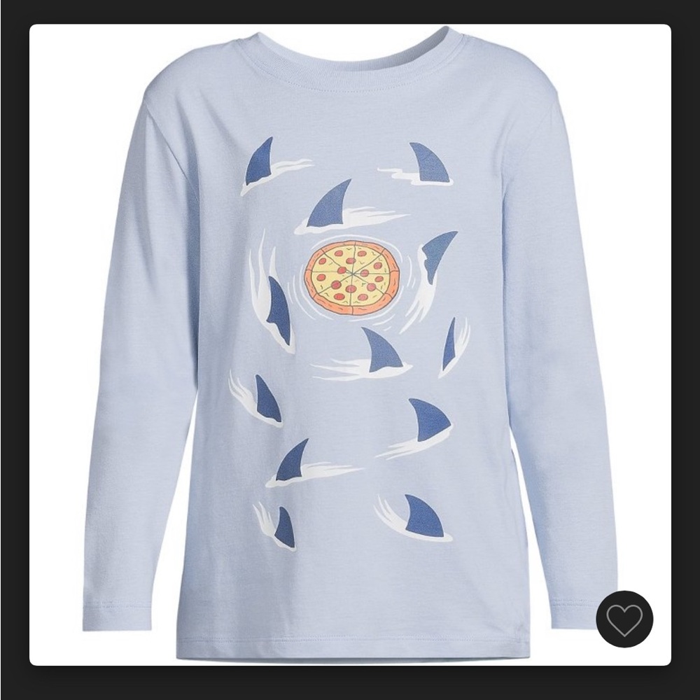 Boys size Large long sleeved tshirt- Pixza Sharks.